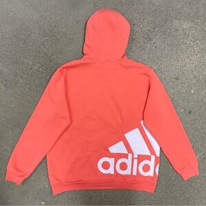 Side Wrap Logo Adidas Melon/Orange Pullover Hoodie Size Medium